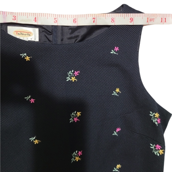 Talbots sleeveless black dress with flowers. 201 - Picture 6 of 9